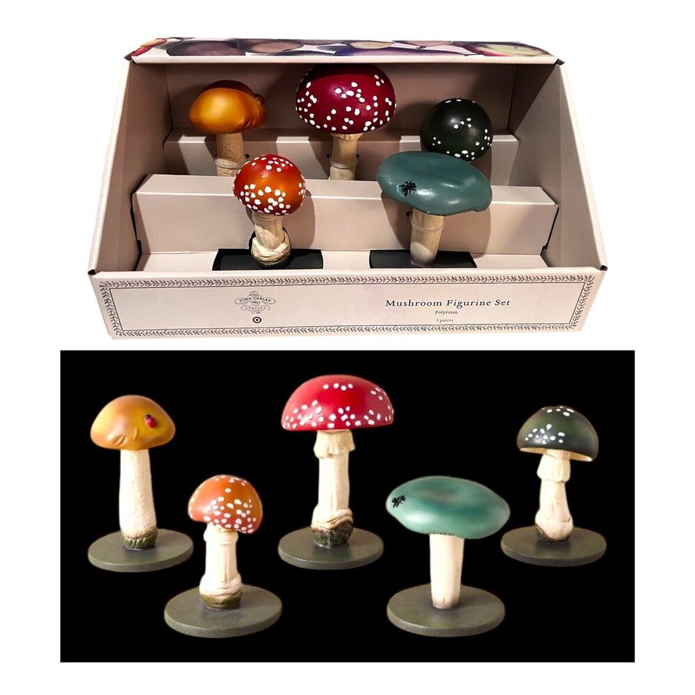 John Derian for Target 5pc Mushroom Decorative Figures Harvest Thanksgiving NEW